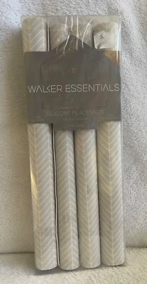 Extra Large Soft Silicone Placemats - Pack of 4, 18x13 Inch Grey Chevron Design - Image 1 of 4