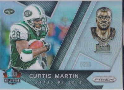 CURTIS MARTIN New York Giants CLASS OF 2012 HALL OF FAME Jets SILVER PRIZMS CARD - Image 1 of 2