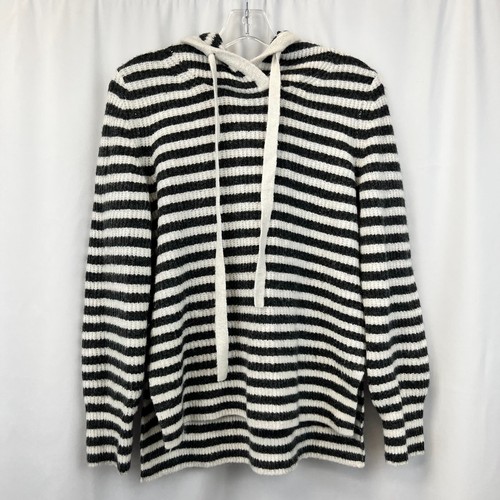 OFF WHITE Felpa con cappuccio pullover Gap donna grigio avorio righe coulisse manica lunga taglia XS