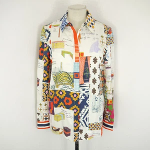 Camisa Tory Burch Sienna Blanca Estampada Sarga de Seda Abotonada Manga Larga Talla UK 6 - Imagen 1 de 7