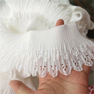 1 Yard Double Layer Trim Lace Pleated Hollow Fabric Collar Dress DIY Sewing . - Picture 1 of 5