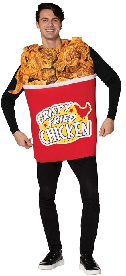 Bucket of Fried Chicken Adult Costume Crispy Food BBQ Halloween 3d Printed