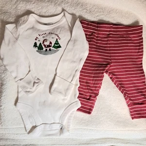 Carters Bebés 1ª Navidad 2 piezas Onsi y Pantalones Mi Primera Navidad con Santa Talla 0-3  - Imagen 1 de 13