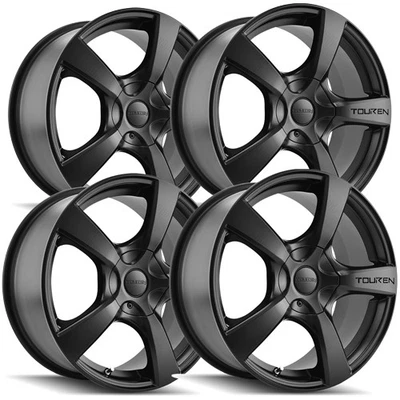 (Set of 4) Touren TR9 16x7 5x100/5x4.5" +42mm Matte Black Wheels Rims 16" Inch Foto 1 de 4