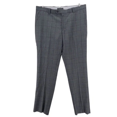 BLOOMINGDALE’S Men’s Store 100% Wool Dress Pants Gray Plaid Check EUC Size 38x34 - Image 1 of 4