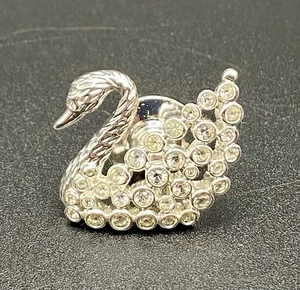 Vintage Swarovski Kristall Schwan Pin mit Schwan Logo, Made in Austria. - Bild 1 von 7