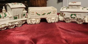 Classic Traditions Ceramic 3-Piece Train Set- used (in box) - 24K gold accents. - Picture 1 of 12
