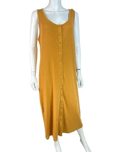 Universal Threads Womens Dress Tank Maxi Ribbed Knit Snaps Mustard Size XL NWT - Picture 1 of 11