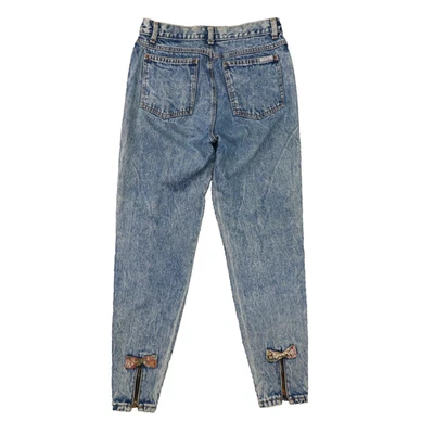 Arcos traseiros Zena vintage anos 80 com zíper lavado em pedra tamanho 11 (29x27,5) fabricados nos EUA - Imagem 1 de 4