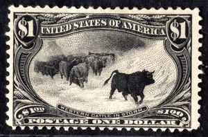 US 1898 SCOTT #292 CATTLE IN STORM MINT HINGED NEAT PERFS F-VF - Picture 1 of 2