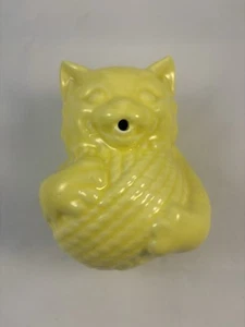 VINTAGE 40'S YELLOW McCOY POTTERY CAT KITTEN STRING TWINE YARN HOLDER DISPENSER - Picture 1 of 6