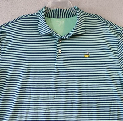 Polo de golf Masters Tech para hombre XXL Augusta verde azul a rayas clásico preppy Foto 1 de 4