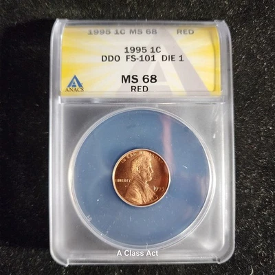 1995 Lincoln Cent Double Die Obverse ANACS MS68 RD Gem BU 1995 DDO beauty T8904 - Image 1 of 4