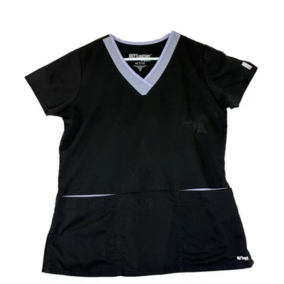 Greys Anatomy Womens Barco Scrub Top Black Gray M Medical Nursing Healthcare - Image 1 of 4