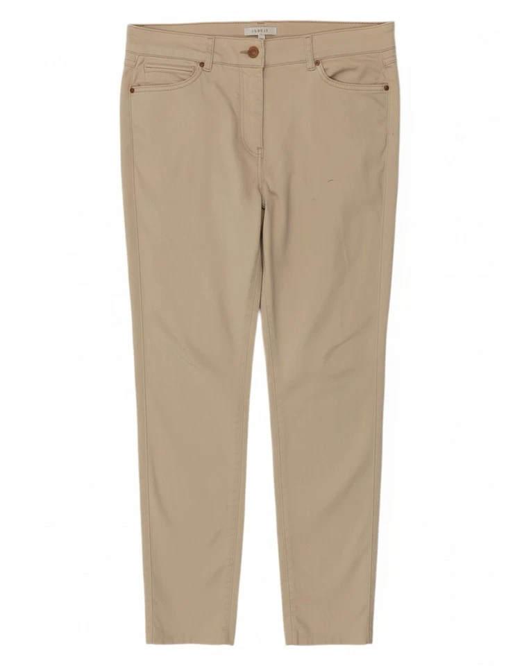 COAST Womens Slim Casual Trousers UK 16 Large W34 L27 Beige Cotton CH16 - Image 1 of 4