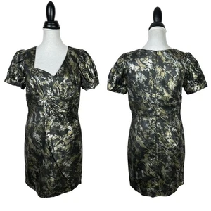 Cocktailkleid Voom by Joy Han L schwarz metallic Puffärmel asymmetrischer Ausschnitt - Bild 1 von 8