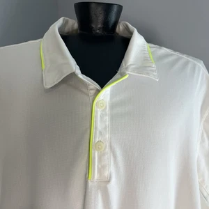 Nike Golf Tour Performance Polo Shirt Mens L Classic White w/Neon Yellow Trim - Picture 1 of 11