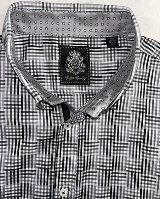 English Laundry 黑色/白色条纹长袖男式 XL — 第 1/4 张图片