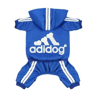 Adidog Pet Dog Warm Hoodie 4/Legs Classic Jumpsuit Puppy Coat Sweatshirt Clothes - Image 1 of 4