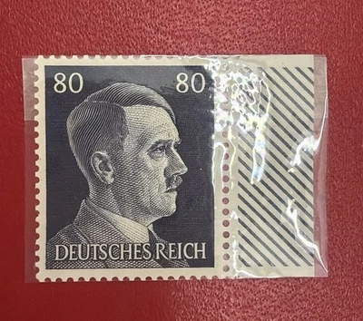 Germany Deutsches Reich 80pf Hitler Stamp Right Margin Plate Markings – OG MNH - Image 1 of 2