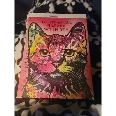 全新带盒良好豪华拼图 1000 件 Cat KITTY 9 Lives Dean Russo — 第 1/4 张图片