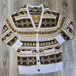 Frye Womens Anthropologie Nordic Brown/Cream Button Front Sweater Cardigan M - Picture 1 of 8