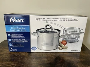 Oster-Sangerfield 3-pc Deep Fryer Set Stainless Steel Glass Lid Basket 3.65 qt - Picture 1 of 5