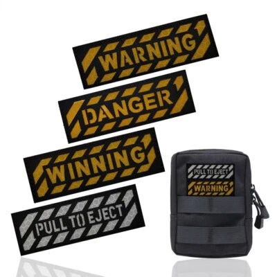 Reflective Letter Words Warning Winning Danger Hook Loop Patch Fastener Badge - Image 1 of 2