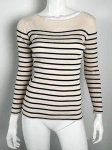 Demylee Pullover Baumwolle gestreift gerippt elfenbein schwarz Größe M - Bild 1 von 4