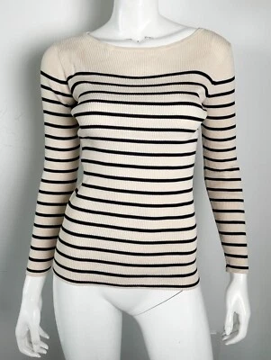 Demylee хлопок в полоску свитер ребристый слоновой кости черный размер средний - Изображение 1 из 4