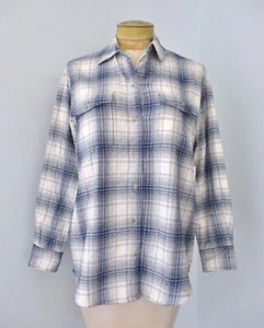 NWT Old Navy Blue Plaid Flannel Boyfriend Shirt Blouse Top Relaxed Loose Fit XS - Picture 1 of 8