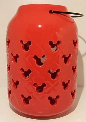 Linterna de jardín de cerámica oficial de Mickey Mouse de Disney 7", acabado esmalte rojo Foto 1 de 2