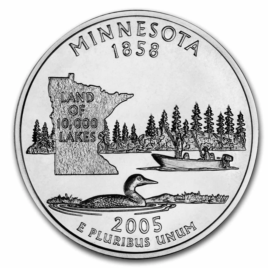 Moneda de 25c 2005 P Minnesota cuarto BU revestida sin circular Foto 1 de 1