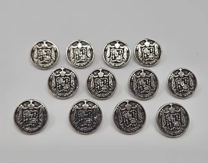 12 pcs ALOHA HAWAII Crest Antique Silver Plastic Craft Sewing Shank Buttons 15mm - Picture 1 of 2