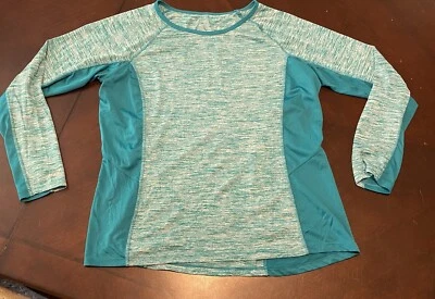 Danskin Now Womens XXL 20 Teal Green Fitted Long Sleeved Pullover top - Imagem 1 de 4
