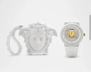 Nuevo Auténtico Reloj Versace Hombre V-Pop Blanco Silicona con Bolsa 43mm Blancanieves - Imagen 1 de 5