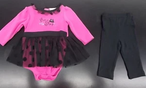 Juego de 2 piezas de 2 piezas de rosa y negro para niñas dulce y suave talla 6 meses - 9 meses - Imagen 1 de 5