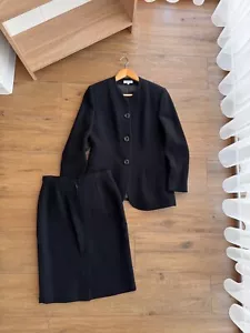 VTG Gerard Darel Luxury Wool Black Skirt Suit - Picture 1 of 12