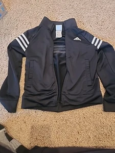Youth Black And White Adidads Zip Up Size 8 Gently Used - Picture 1 of 3