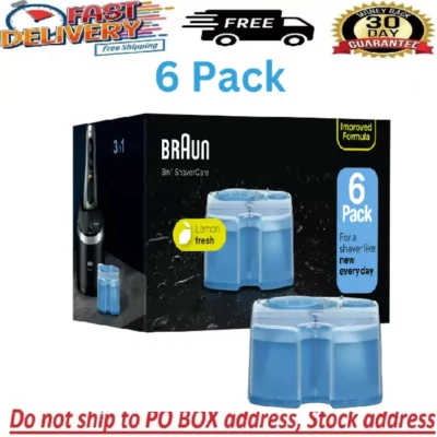 Paquete de 6 limpiadores de afeitadora Braun Clean Renew cartuchos de recarga serie 3 5 7 genuinos NUEVO Foto 1 de 4