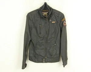 KHUJO Lissy Womens S Jacket Waxed Cotton Ladies Zip Black Field Motocycle Biker - Picture 1 of 4