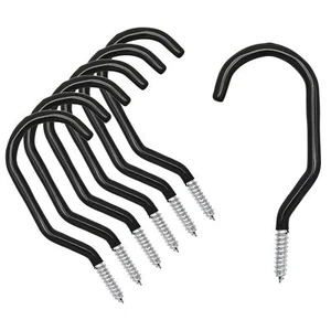 6PCS Black Heavy Duty Bike Storage Hooks Bicycle Wall Mounted Hooks Large Screw - Picture 1 of 7