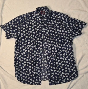 UnTuckit Shirt Mens XL Floral Short Sleeve Button Up Blue Cotton Casual - Picture 1 of 4