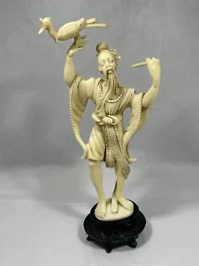 Italian Asian Style Figurine with Bird Vintage 1960s Oriental Decor - Picture 1 of 6