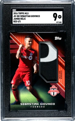 Sebastian Giovinco 2016 Topps MLS Jumbo Relic Red /5 SGC 9 JR-SGI - Image 1 of 2