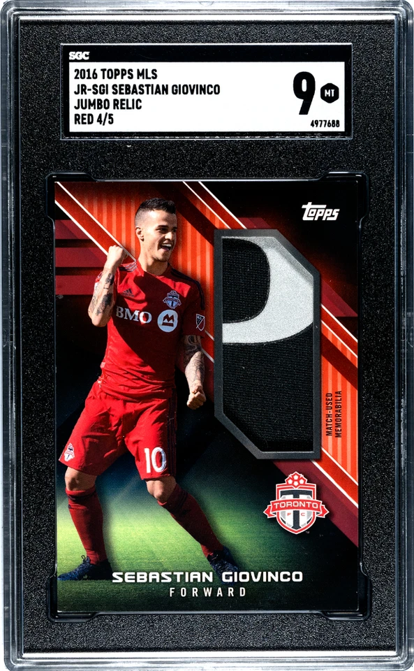 Sebastian Giovinco 2016 Topps MLS Jumbo Relic Red /5 SGC 9 JR-SGI - Image 1 of 2