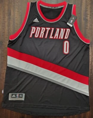 NWT Adidas Swingman Portland Trail Blazers Damian Lillard Jersey Mens 2XL Black - Image 1 of 4