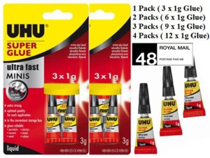 3 x 1 g colla UHU mini ultra veloce - adesivi colla super potente liquido, legame rapido  - Foto 1 di 12
