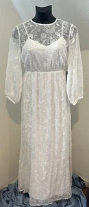 Modcloth Just The Beginning White Maxi Dress Lace Size Med bridal shower - Picture 1 of 5
