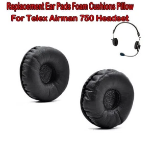 Replace Leather Sponge Ear Cushions Earpads Black For Telex Airman 750 Headset - Picture 1 of 2